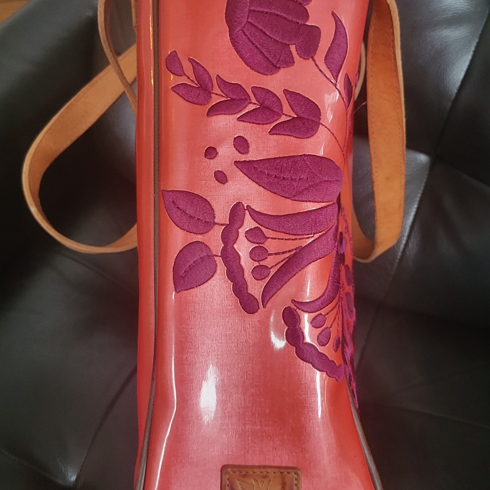 Consuela Coral and Purple Embroidered Floral Tote - Picture 6 of 10